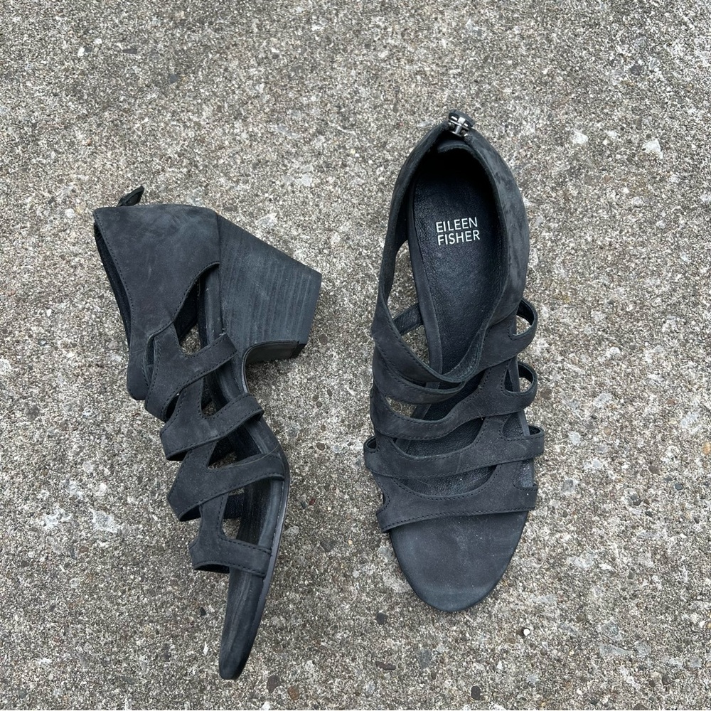 black block heel sandal eileen fisher size 9.5